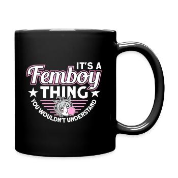 Crossdressing Anime Femboy - Full Colour Mug - black - Right