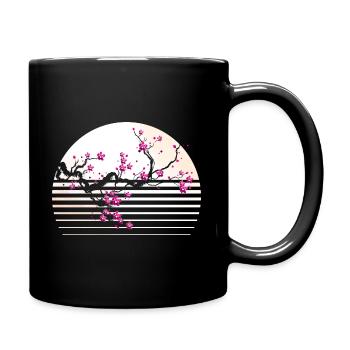 Cherry Blossom Japanese Retro Tree Sakura - Full Colour Mug - black - Right