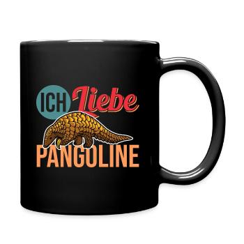 Vintage Retro Schuppentier Pangolin - Tasse einfarbig - Schwarz - Rechts