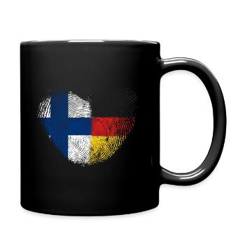 Finnland Fingerabdruck für stolze Deutsch-Finnen - Tasse einfarbig - Schwarz - Rechts