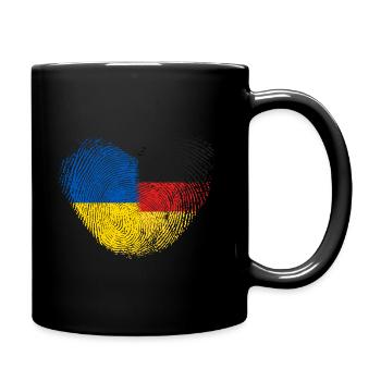 Ukraine Fingerabdruck für stolze Deutsch-Ukrainer - Tasse einfarbig - Schwarz - Rechts