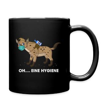 Hyäne Hygiene Mundschutz Maske Hygiäne Wortwitz - Tasse einfarbig - Schwarz - Rechts