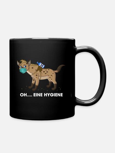 Hyäne Hygiene Mundschutz Maske Hygiäne Wortwitz - Tasse einfarbig - Schwarz