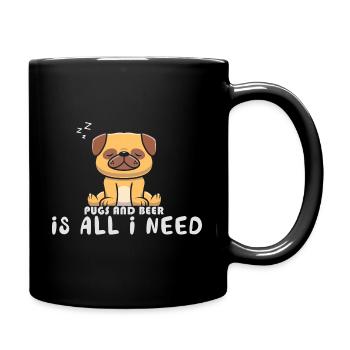 Pug and beer is all I need Funnier - Full Colour Mug - black - Right