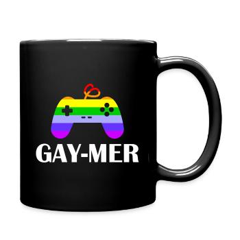 gay-mer, gay, gamer, video games, controllers - Full Colour Mug - black - Right