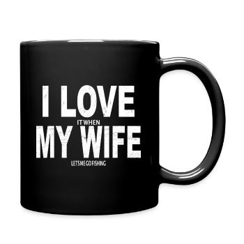 Fischen Men Geschenkidee - Tasse einfarbig - Schwarz - Rechts