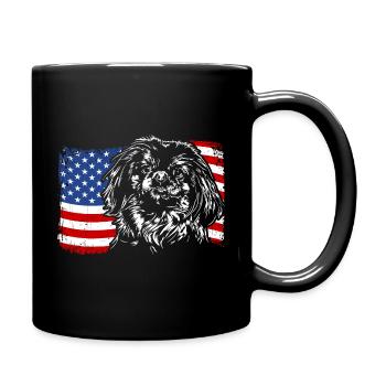 Pekingese America Flag Dog Dogs Wilsigns - Full Colour Mug - black - Right