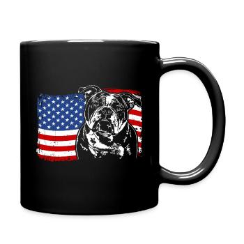 Old English Bulldog America Flag Dogs Wilsigns - Full Colour Mug - black - Right