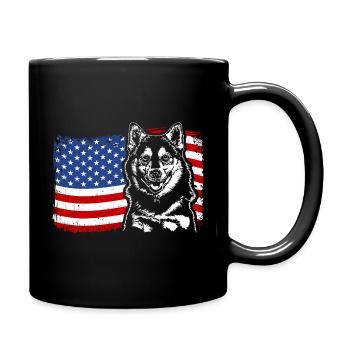 Pomsky America Flag Dog Dogs Wilsigns - Full Colour Mug - black - Right