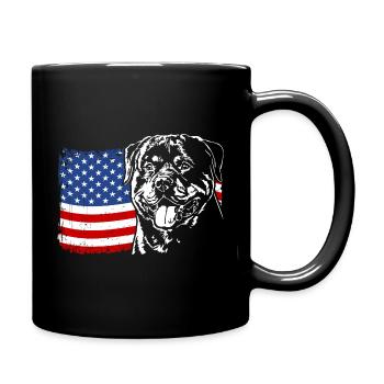 Rottweiler America Flag Dog Dogs Wilsigns - Full Colour Mug - black - Right