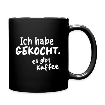 KAFFEE CAFE LIEBHABER BOHNE KOCHEN GEBRÜHT PAUSE - Tasse einfarbig - Schwarz - Rechts