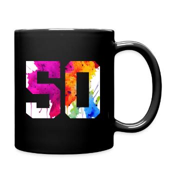 NUMMER 50 JAHRE ALT 50. GEBURTSTAG - Tasse einfarbig - Schwarz - Rechts