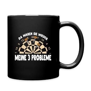 Lustige 26 Shirs DART DREI PROBLEME Pfeil Darts - Tasse einfarbig - Schwarz - Rechts