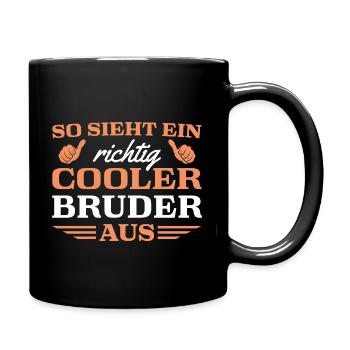 Familie Richtig cooler Bruder - Tasse einfarbig - Schwarz - Rechts