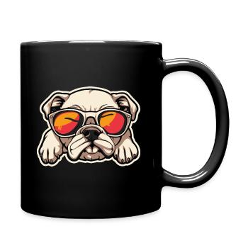 Carlin allongé là, fatigué avec des lunettes de soleil - Mug uni - noir - Droite