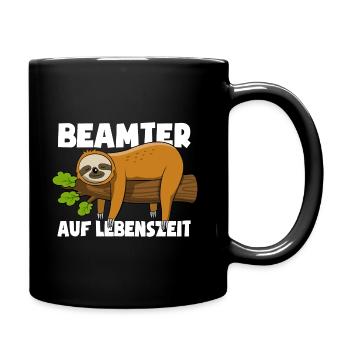Faultier Beamter auf Lebenszeit - Spruch - Tasse einfarbig - Schwarz - Rechts