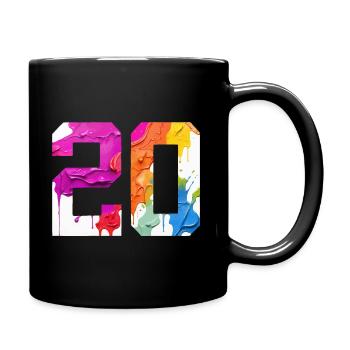 FARBIG NUMMER 20 BUNT 20. GEBURTSTAG - Tasse einfarbig - Schwarz - Rechts