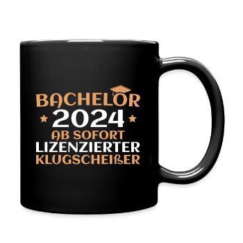 Bachelorprüfung bestanden 2024 Bachelor - Tasse einfarbig - Schwarz - Rechts