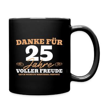 25. Hochzeitstag Mann Silberne Hochzeit - Tasse einfarbig - Schwarz - Rechts