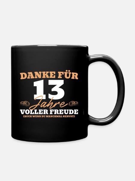 13. Hochzeitstag Mann Veilchenhochzeit - Tasse einfarbig - Schwarz