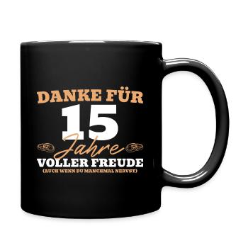 15. Hochzeitstag Mann Kristallhochzeit - Tasse einfarbig - Schwarz - Rechts
