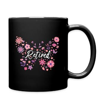 Schmetterling Junge Rentnerin Frau Ruhestand - Tasse einfarbig - Schwarz - Rechts
