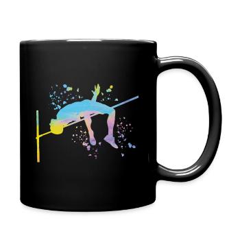 Hochspringer Wasserfarben Hochsprung - Tasse einfarbig - Schwarz - Rechts