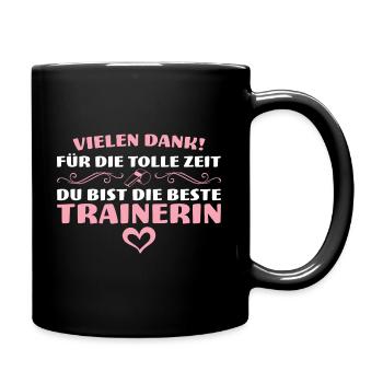 Vielen Dank Beste Trainerin Abschied Geschenk - Tasse einfarbig - Schwarz - Rechts
