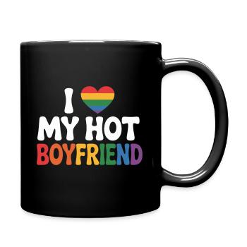 Stolz auf meinen Boyfriend - Tasse einfarbig - Schwarz - Rechts
