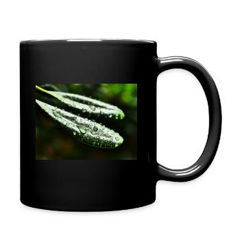 Fresh green leaves with sparkling drops of water - Full Colour Mug - black - Right