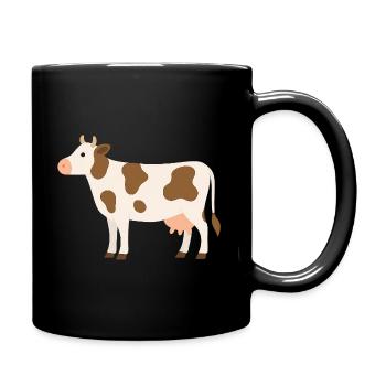 Pastellkuh mit braunen Flecken - Tasse einfarbig - Schwarz - Rechts