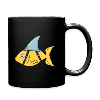Ceinture-cadeau confiant de poisson aileron de requin - Mug uni - noir - Droite