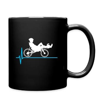 Liegerad Fahrrad Herzschlag - Tasse einfarbig - Schwarz - Rechts