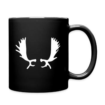 Geweih Hörner Elch Hirsch Jagd Trophäe Souvenir - Tasse einfarbig - Schwarz - Rechts