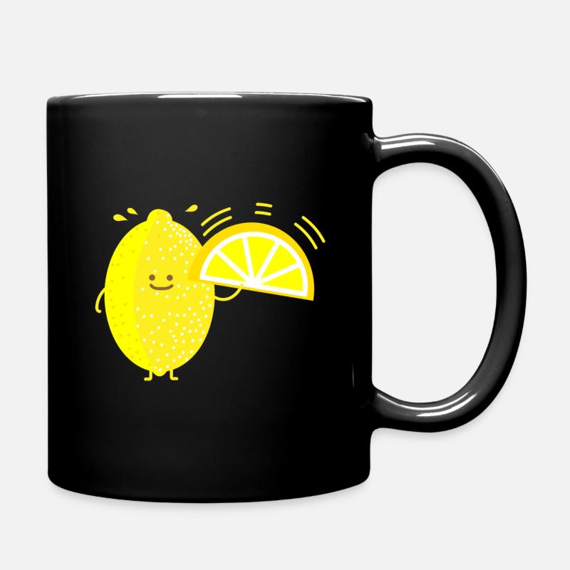 Lustige Zitrone mit Fächer - Tasse einfarbig - Schwarz