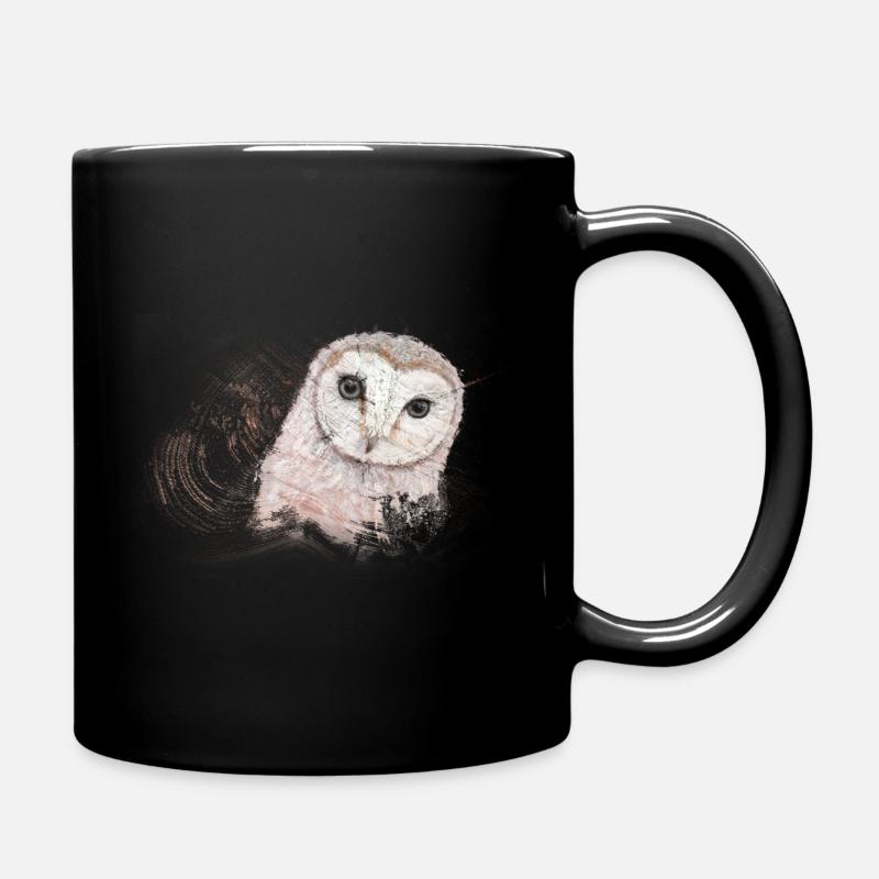 Owl on wood - Full Colour Mug - black