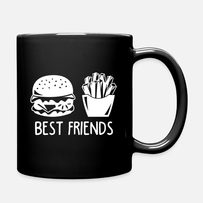 Burger und Pommes - Tasse einfarbig - Schwarz