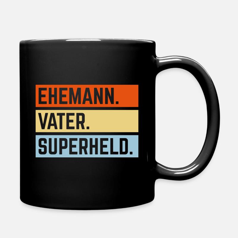 Ehemann Vater Superheld (Super Papa Superpapa 3C) - Tasse einfarbig - Schwarz