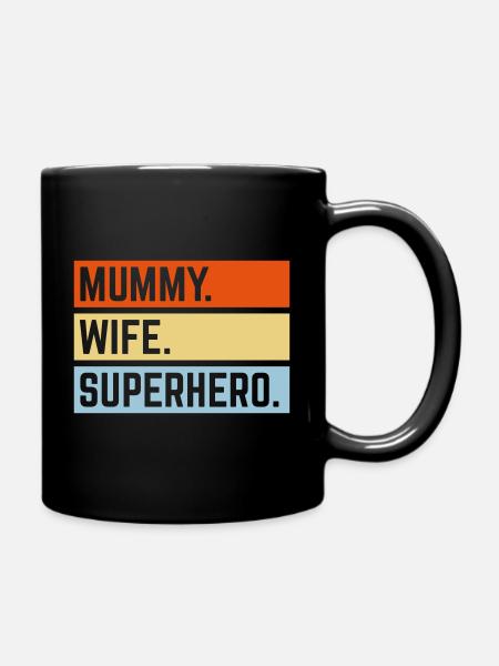 Mummy Wife Superhero (Super Mum / Supermummy / 3C) - Full Colour Mug - black