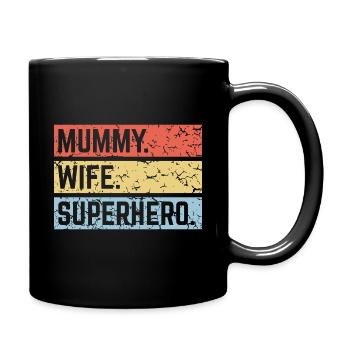 Mummy Wife Superhero (Super Mum Supermummy PNG) - Full Colour Mug - black - Right