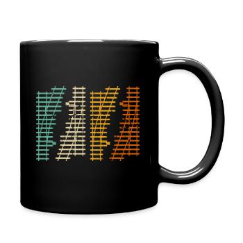 Train Tracks Rail Railway Vintage Model Railway - Full Colour Mug - black - Right