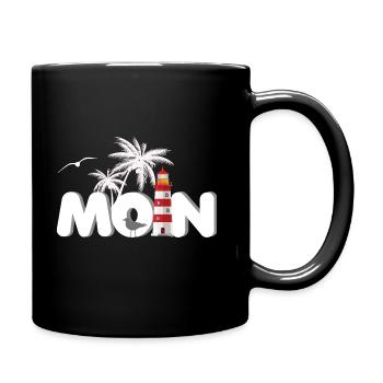 Nordic MOIN with lighthouse and palm trees - Full Colour Mug - black - Right