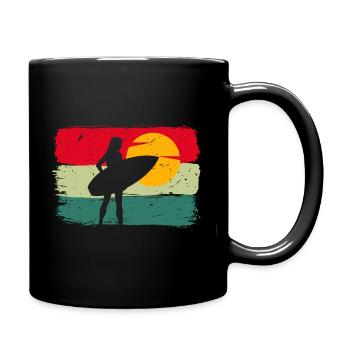 Hawaii Surfen Mädchen Surfbrett Welle Surfer - Tasse einfarbig - Schwarz - Rechts