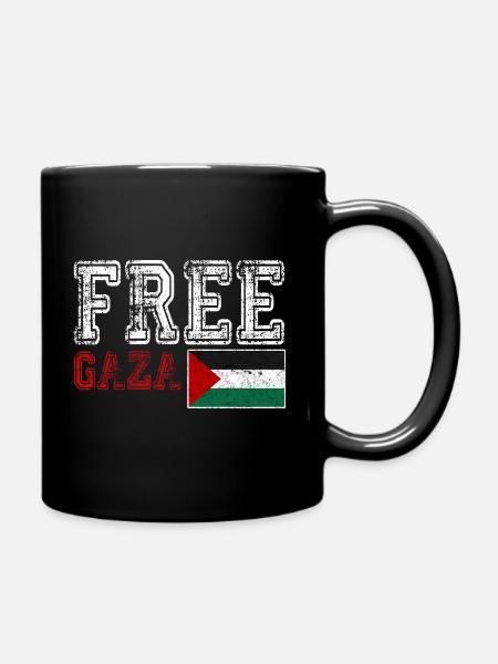 Free Gaza, Palestine Flag, Save Gaza, Palestina - Full Colour Mug - black
