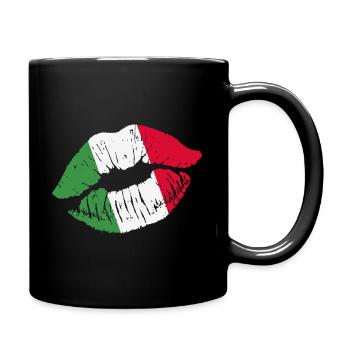Italie Drapeau Italia Maillot Italy Kussmund - Mug uni - noir - Droite