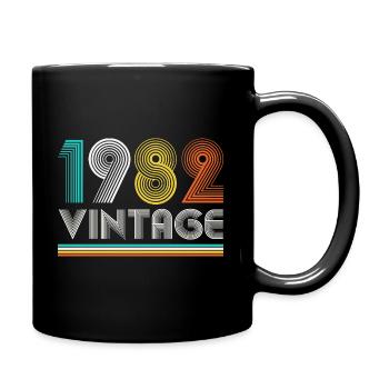 Vintage 1982 Geburtstag - Tasse einfarbig - Schwarz - Rechts