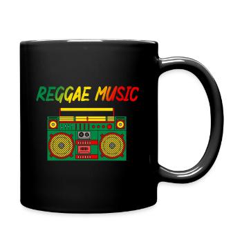 Reggae Musik Liebhaber Bunt Jamaika Kassette Radio - Tasse einfarbig - Schwarz - Rechts