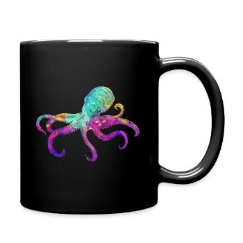 Octopus Colorful Octopus Sea Creature Art - Full Colour Mug - black - Right