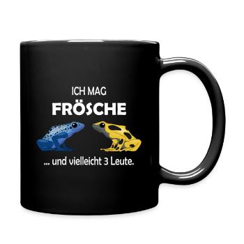 Ich mag Frösche und 3 Leute Pfeilgiftfrosch - Tasse einfarbig - Schwarz - Rechts