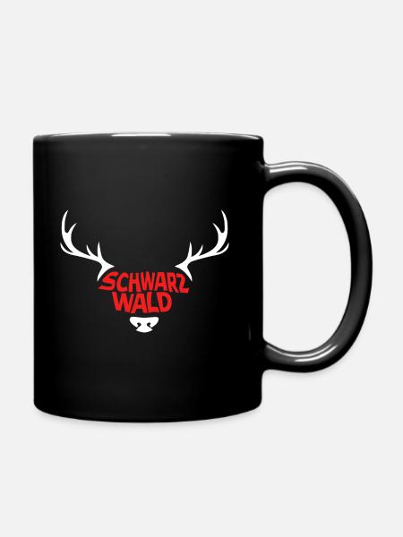 Hirsch Geweih Design für Schwarzwald Fans - Tasse einfarbig - Schwarz